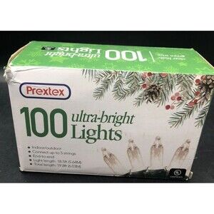 Prextex Ultra-Bright 100 Indoor/Outdoor White Light String Up to 5 Strings New